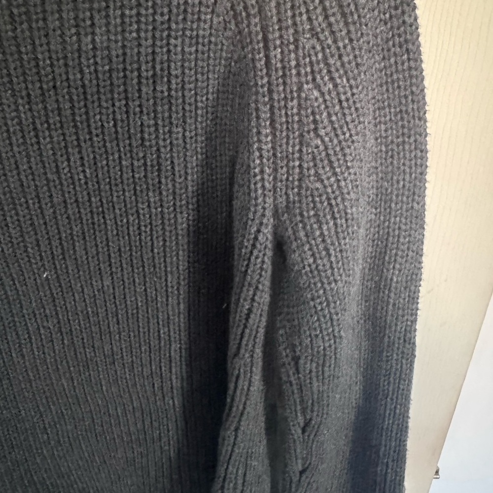 Quince Organic Cotton Gray Sweater Chunky Fisherman Crew Rib Ribbed Knit Size M - Picture 5 of 12